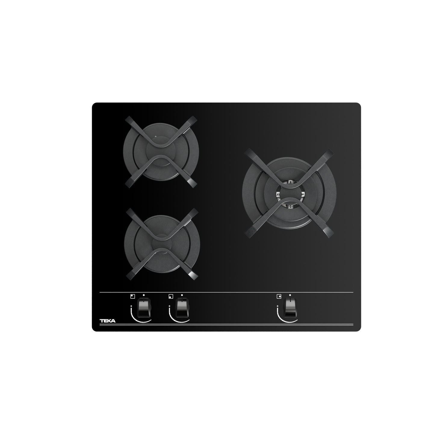 Placa de Gas 3 Zonas Teka GBC 63010 cristal templado Negro