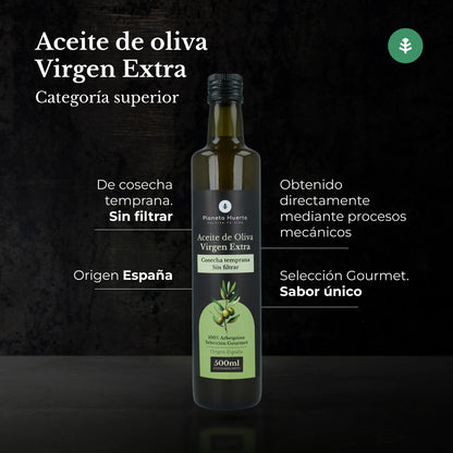 Aceite de oliva virgen extra de cosecha temprana verde sin filtrar Planeta Huerto 500 mL