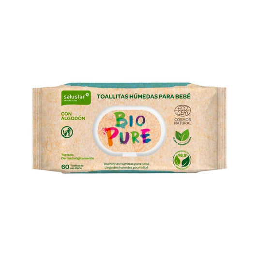 Toallitas Húmedas para bebé Biopure biodegradables Salustar 60 uds