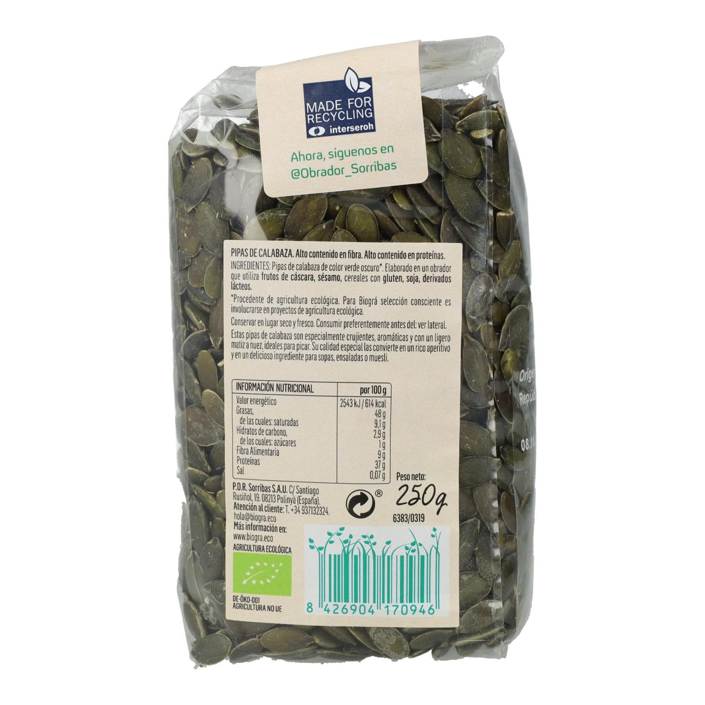 Pipas de Calabaza Ecológico Biográ 250 g