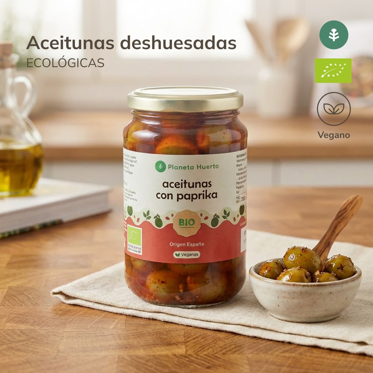 Aceitunas verdes con Paprika Eco Planeta Huerto 390 g