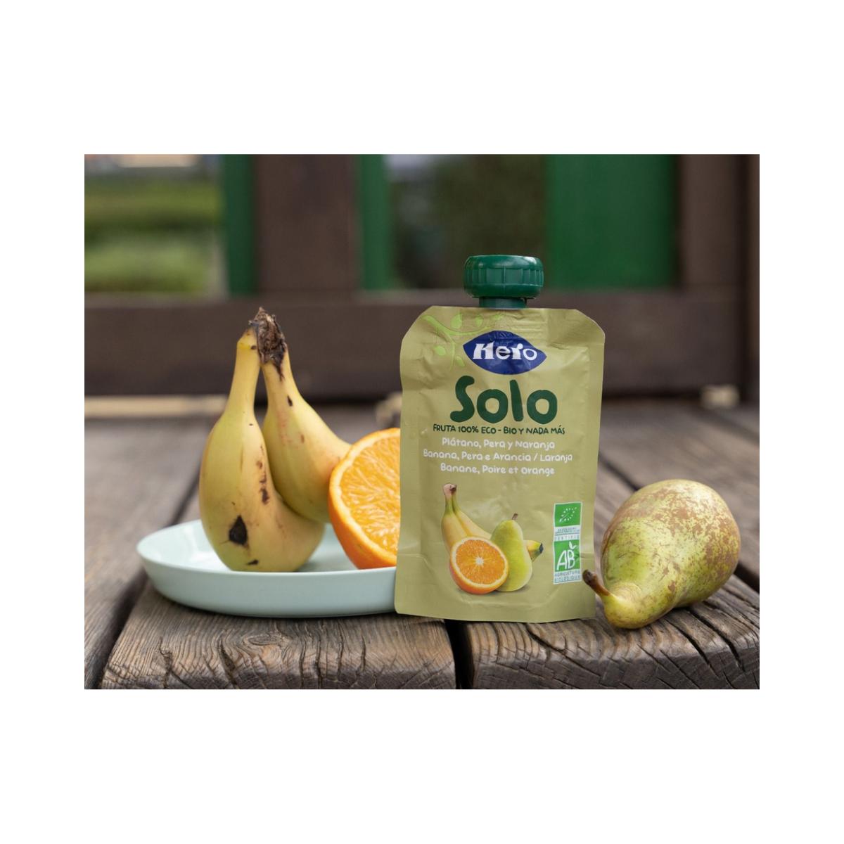 Bolsita Fruta 100 % Eco Sabor Plátano, Pera y Naranja  4x100 g-Hero Solo