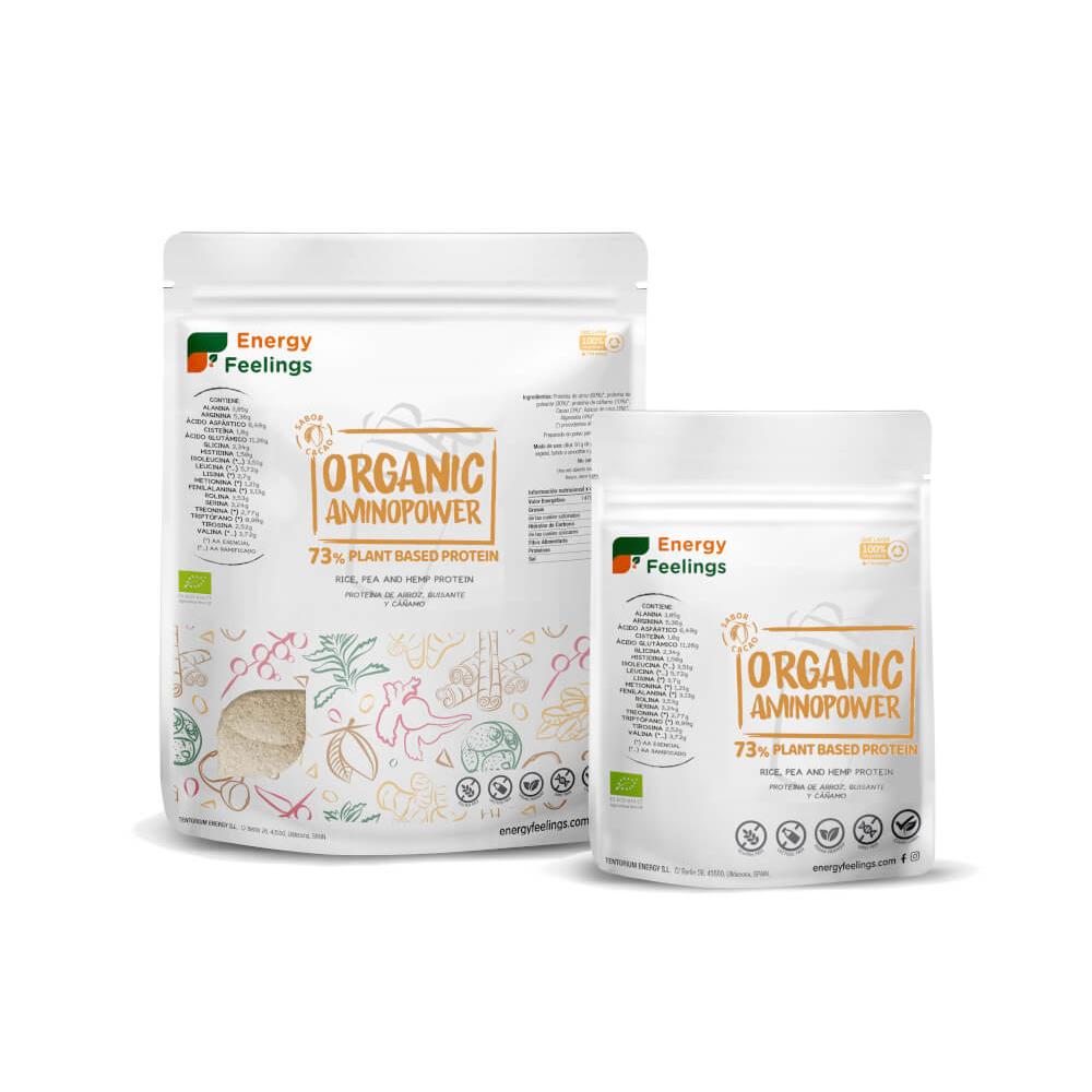 Organic aminopower proteína vegana 73% Cacao Energy Feelings 500 g