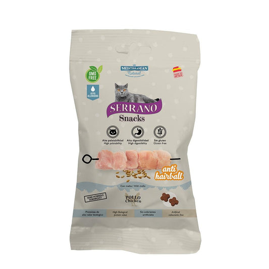Serrano Snacks antihairball de pollo para gatos 50 g Mediterranean