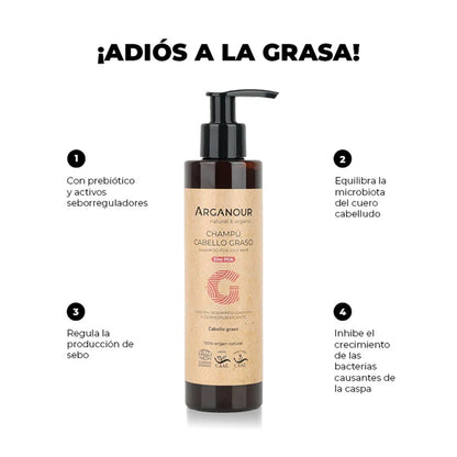 Champú cabello graso sin sulfatos Arganour 200ml