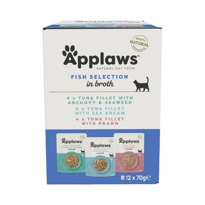 Comida húmeda para gatos Sobre Pescado en caldo Applaws  12x70gr