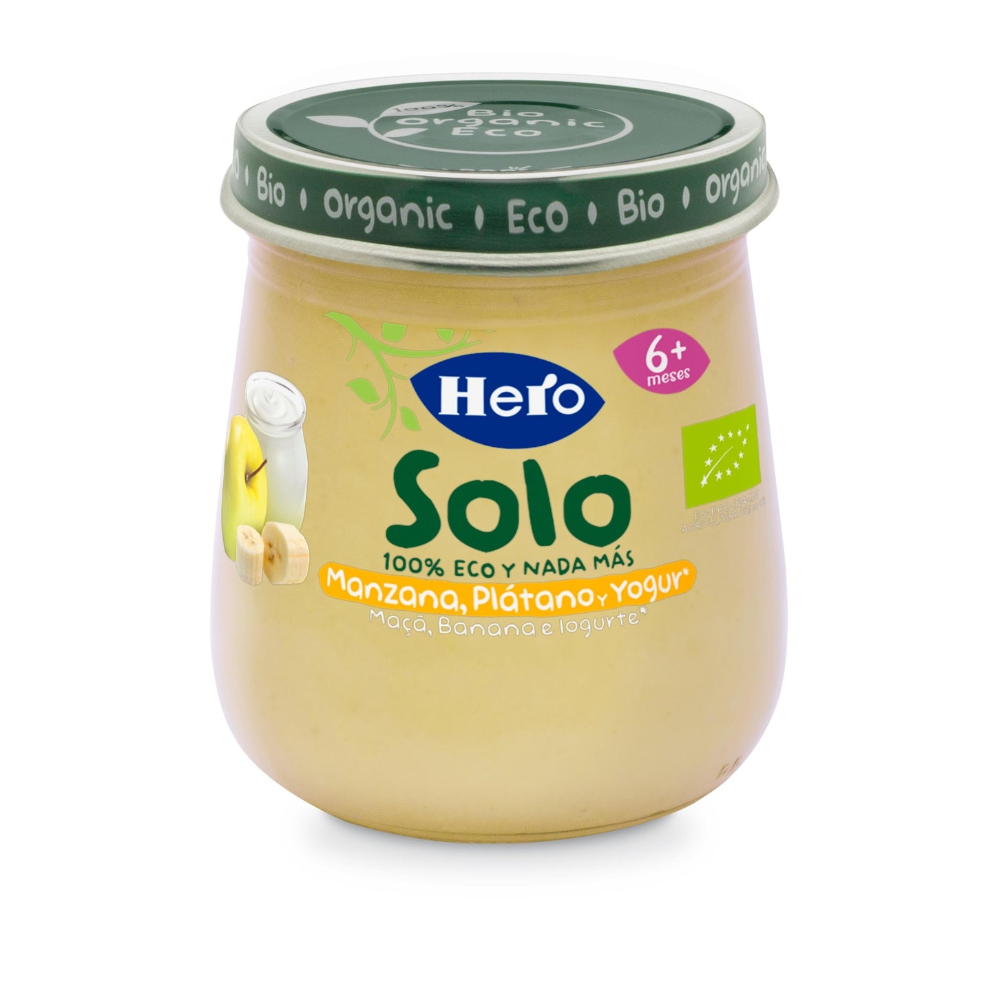 Tarrito de Manzana, Plátano y Yogur  Eco 120 g-Hero Baby