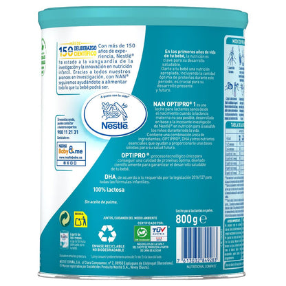 Nan Optipro 1 Leche de inicio desde el primer día Nestlé 800 g
