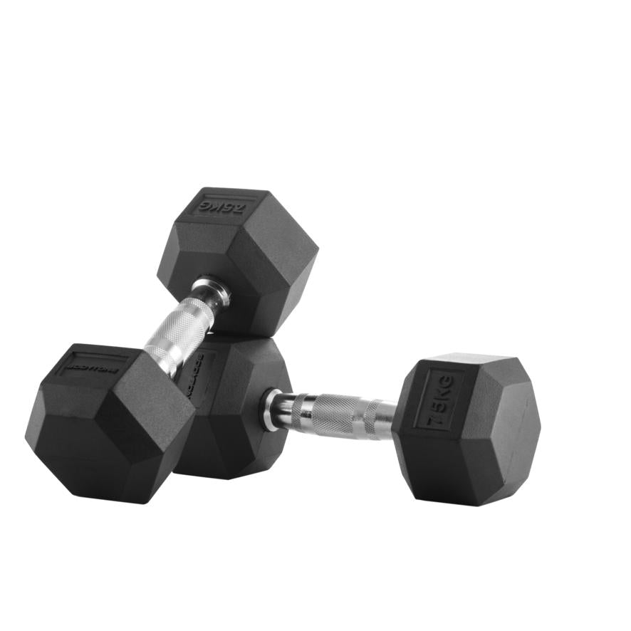 Mancuernas de goma hexagonales Bodytone (par) 2,5 kg