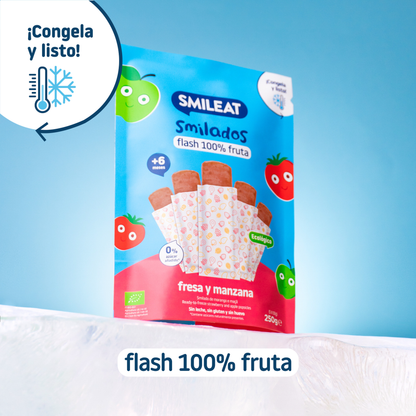 Smilado de Fresa y Manzana ECO, helado flas infantil 100% fruta SMILEAT 250 g