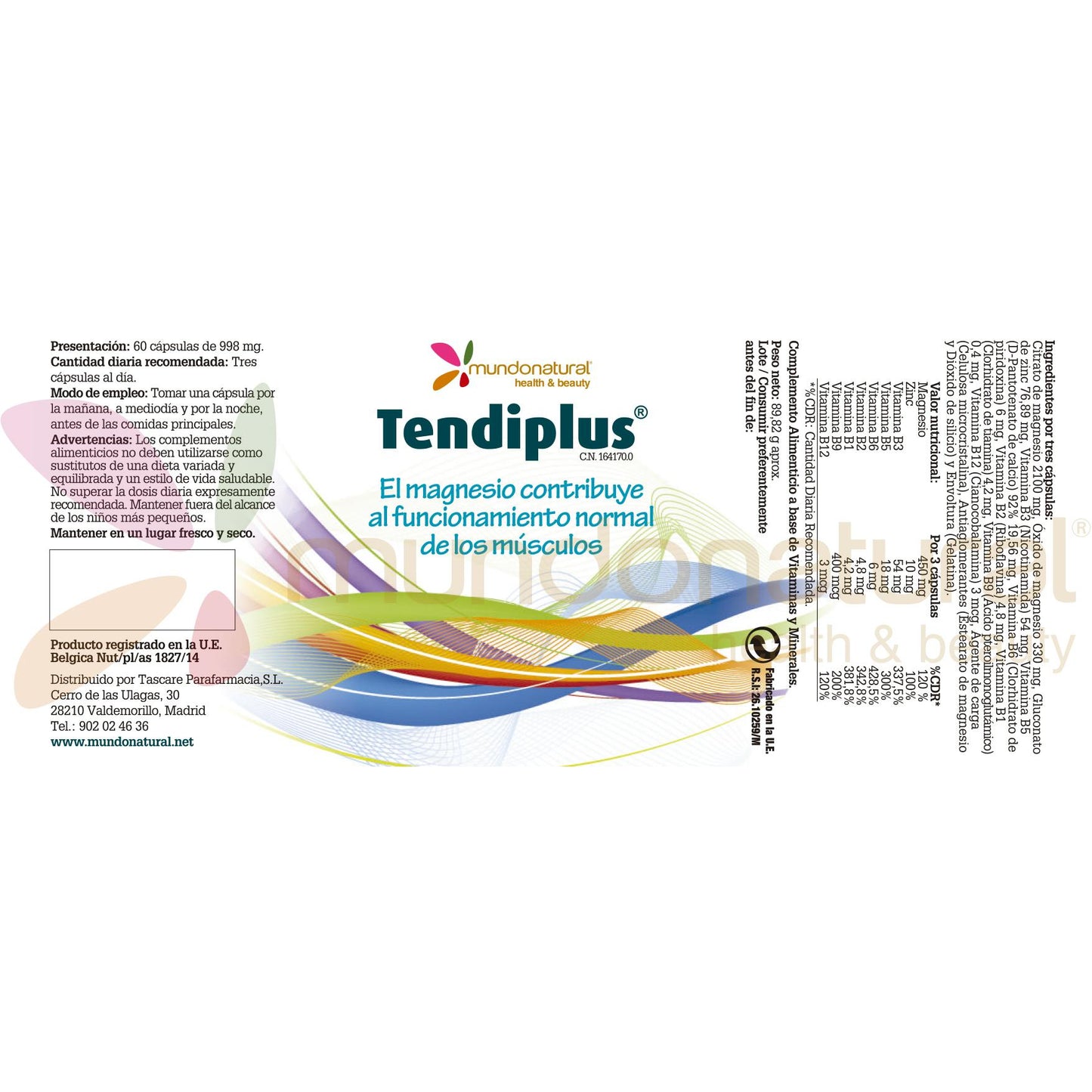 Tendiplus Magnesio y Zinc Mundo Natural, 90 Cápsulas