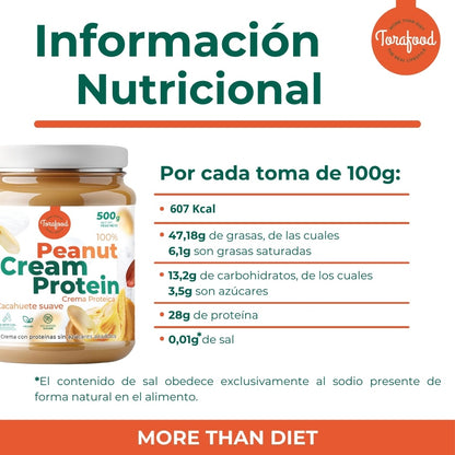 Crema Proteica Cacahuete Smooth Tostado Torafood 500g
