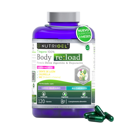 Body Reload Cardo Mariano 80% Silimarina + NAC + Alcachofa Nutricel 120 cápsulas