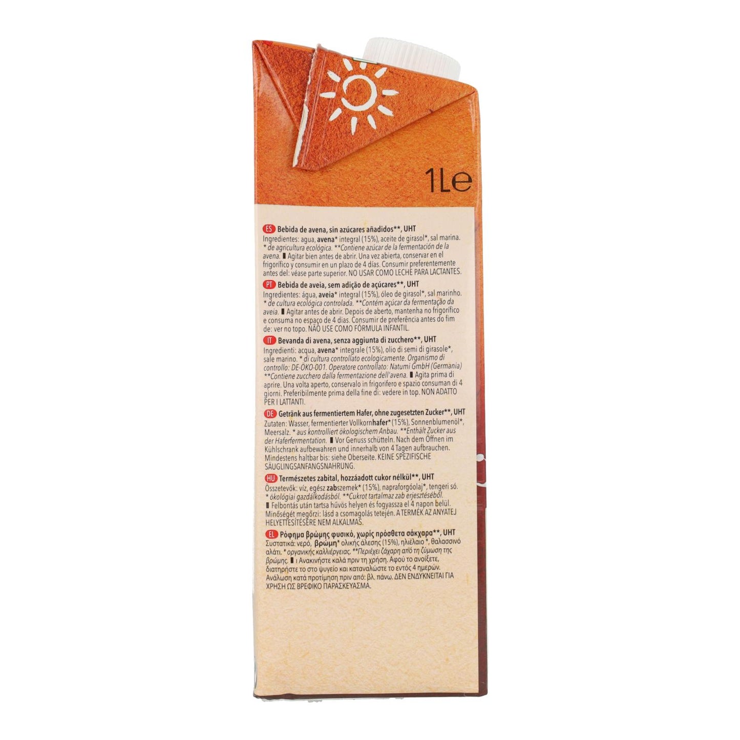 Pack 12 x  Bebida Avena BIO  Natumi 1 L