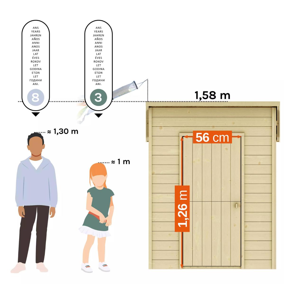 Casita infantil elevada de madera con tobogán Portland Soulet
