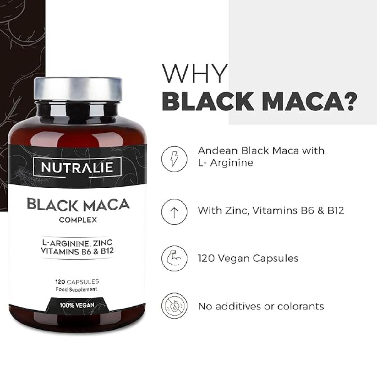 Pack 2x Nutralie Maca negra andina complex + vitaminas B6 + B12, 120 cápsulas