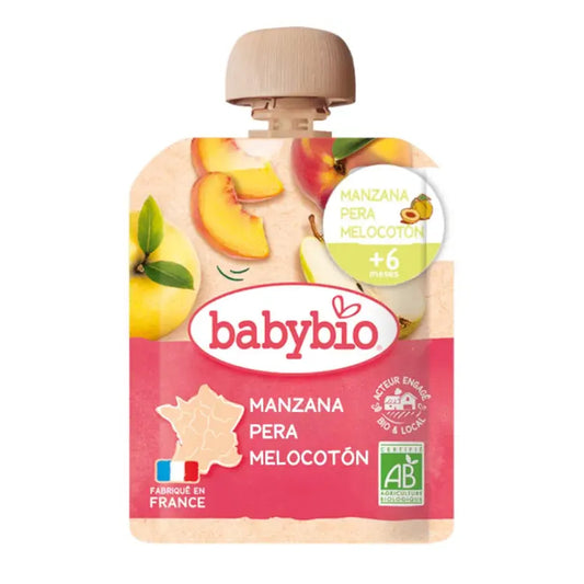 Pouche Manzana Pera y Melocotón BabyBio 90g