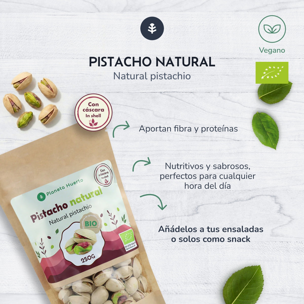 Pistacho en cáscara natural ECO Planeta Huerto 250 g