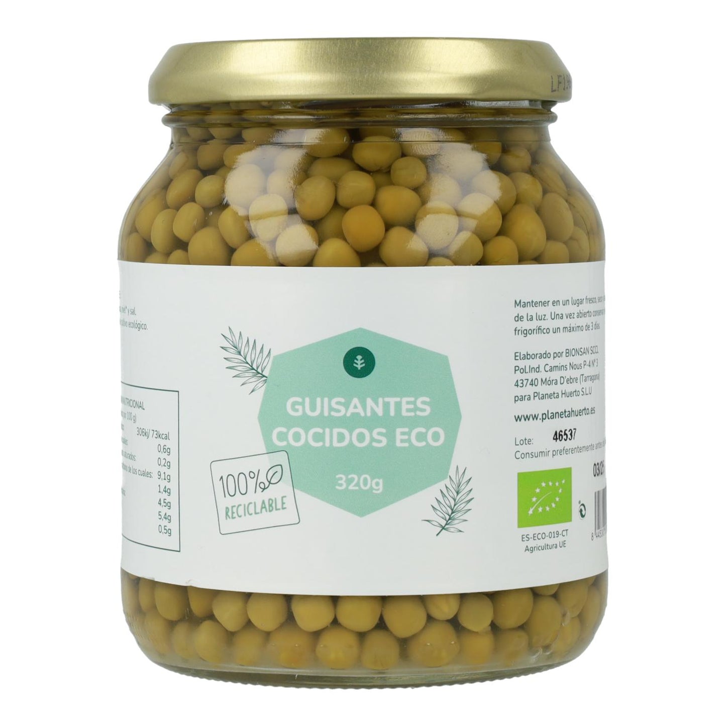 Guisantes ECO Planeta Huerto 320 g