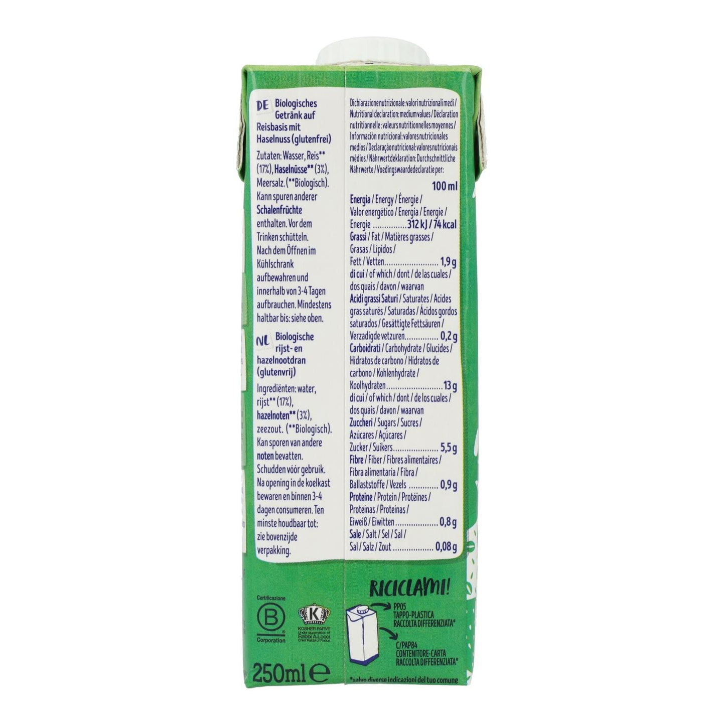 Bebida de Arroz y Avellanas BIO Isola Bio 250 ml