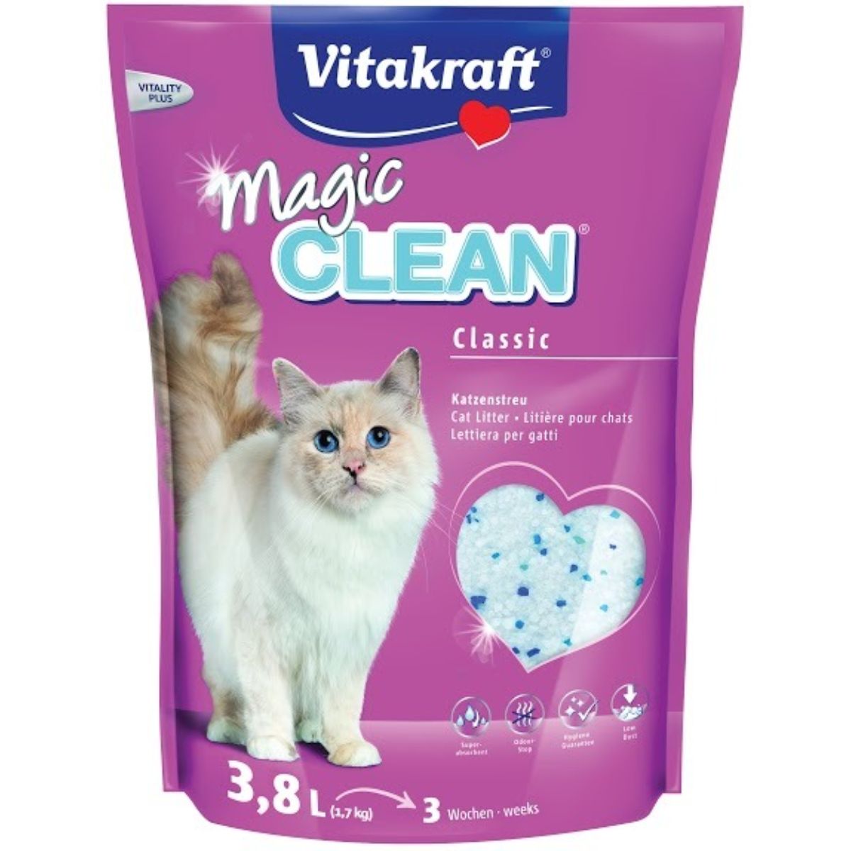 Vitakraft Magic Clean Perlas de gel de sílice súper absorbentes 3,8 L