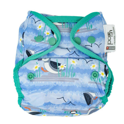 Pañal de Tela de Bambú blue Puffin Close Pop-In Corchetes
