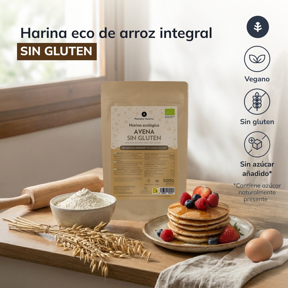 Harina de Avena Sin Gluten ECO Planeta Huerto  1 kg