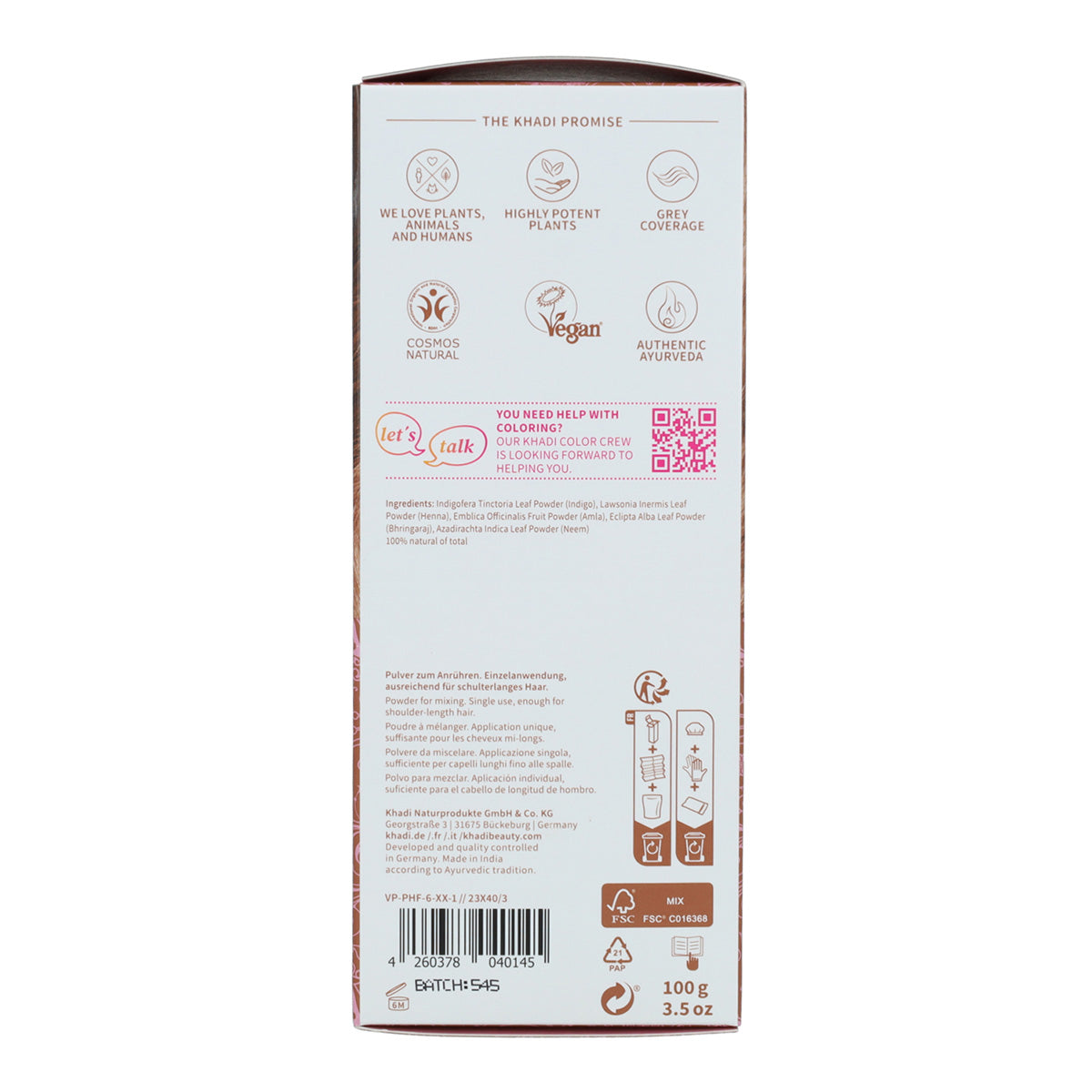 Tinte natural color castaño claro Khadi