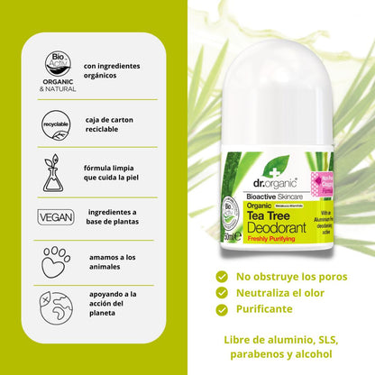 Desodorante de Árbol de Té Dr. Organic 50 ml