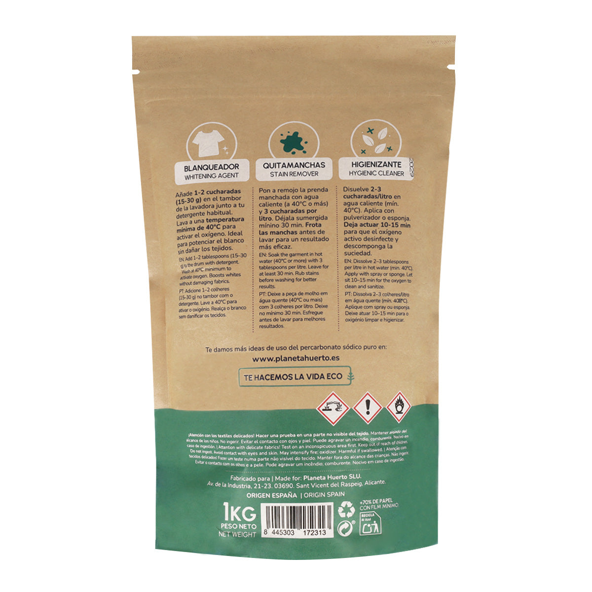 Pack 3x Percarbonato Sódico Planeta Huerto 1 Kg