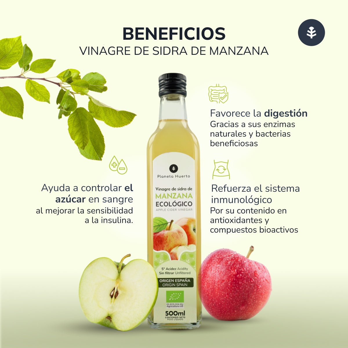 Pack 2x Vinagre de sidra de manzana sin filtrar ECO Planeta Huerto 500 ml
