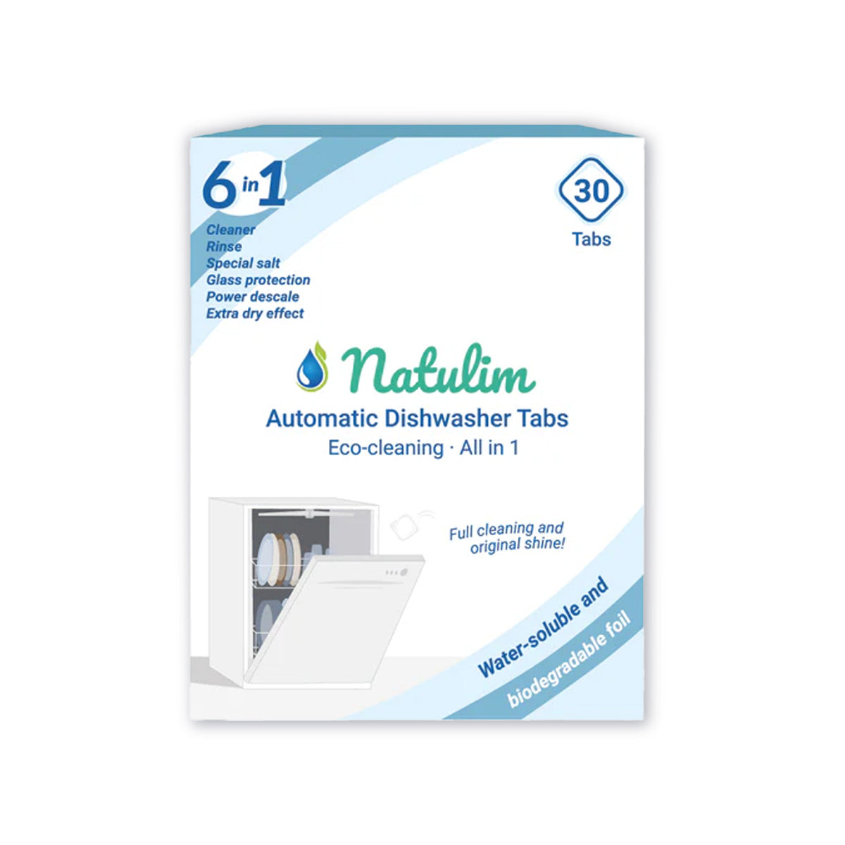 Pack 10x Eco Pastillas 6 en 1 Lavavajillas, Natulim, 30 unidades