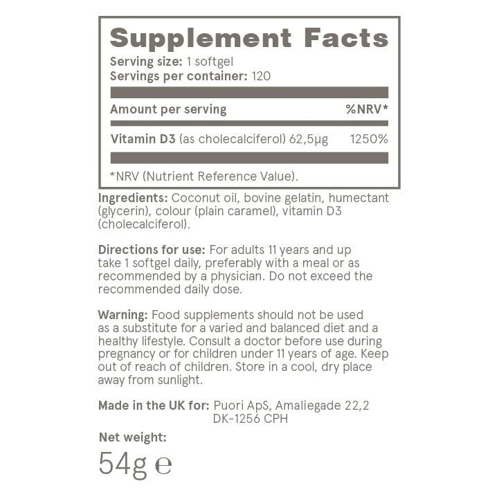 Vitamina D Puori 120 cápsulas