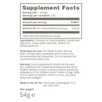 Vitamina D Puori 120 cápsulas