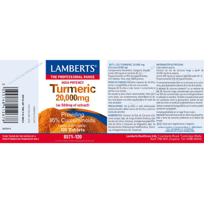 Pack 2x Cúrcuma 20.000 mg, Lamberts, 120 tabletas