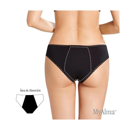 Braga menstrual algodón orgánico y bambú color negro talla L My Alma