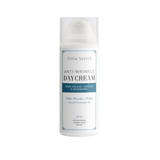 Crema de Día Antiarrugas con Uva, Centella & Resveratrol Spf 20 Alma Secret 50 ml