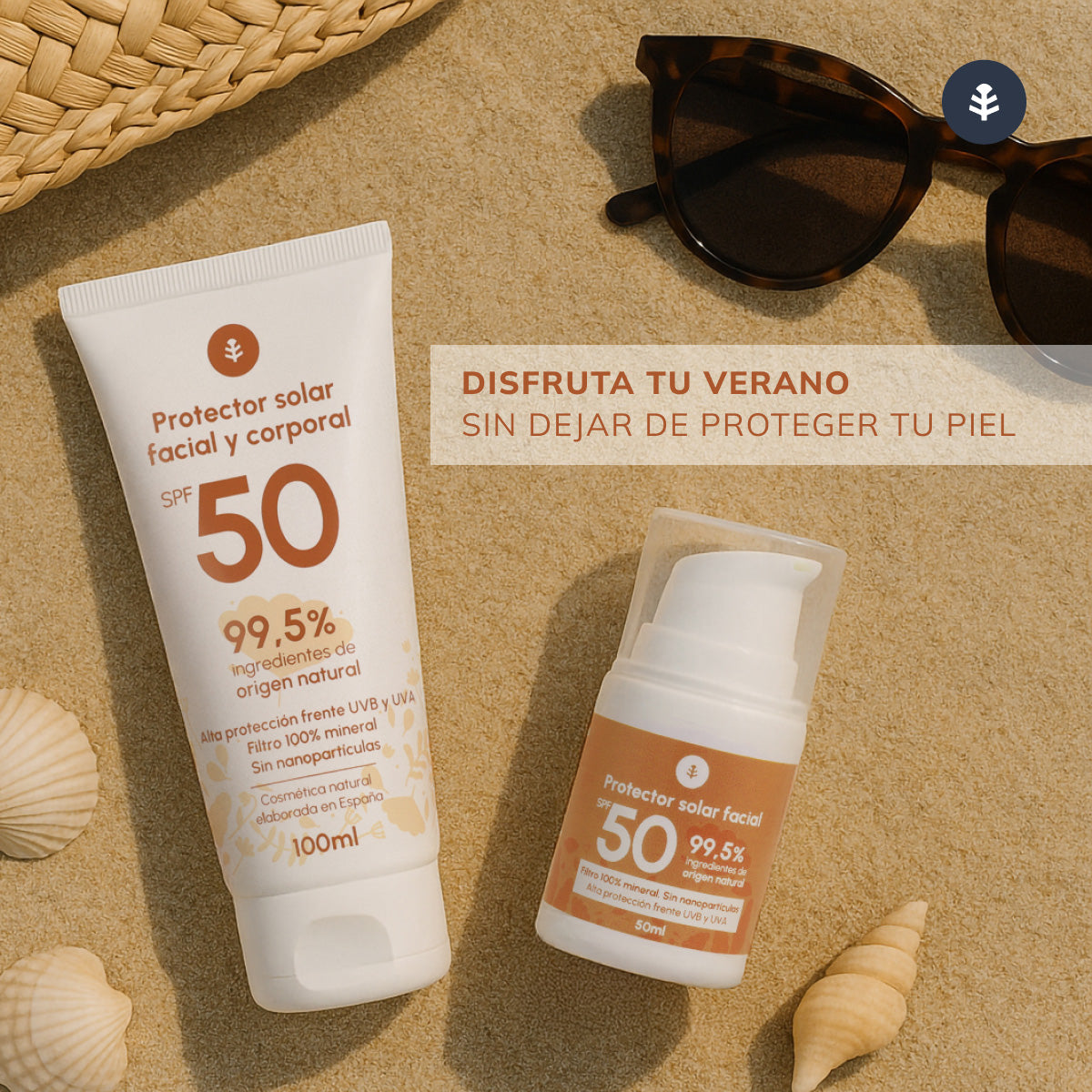 Crema de protección solar facial 100% mineral SPF50 Planeta Huerto 50 ml