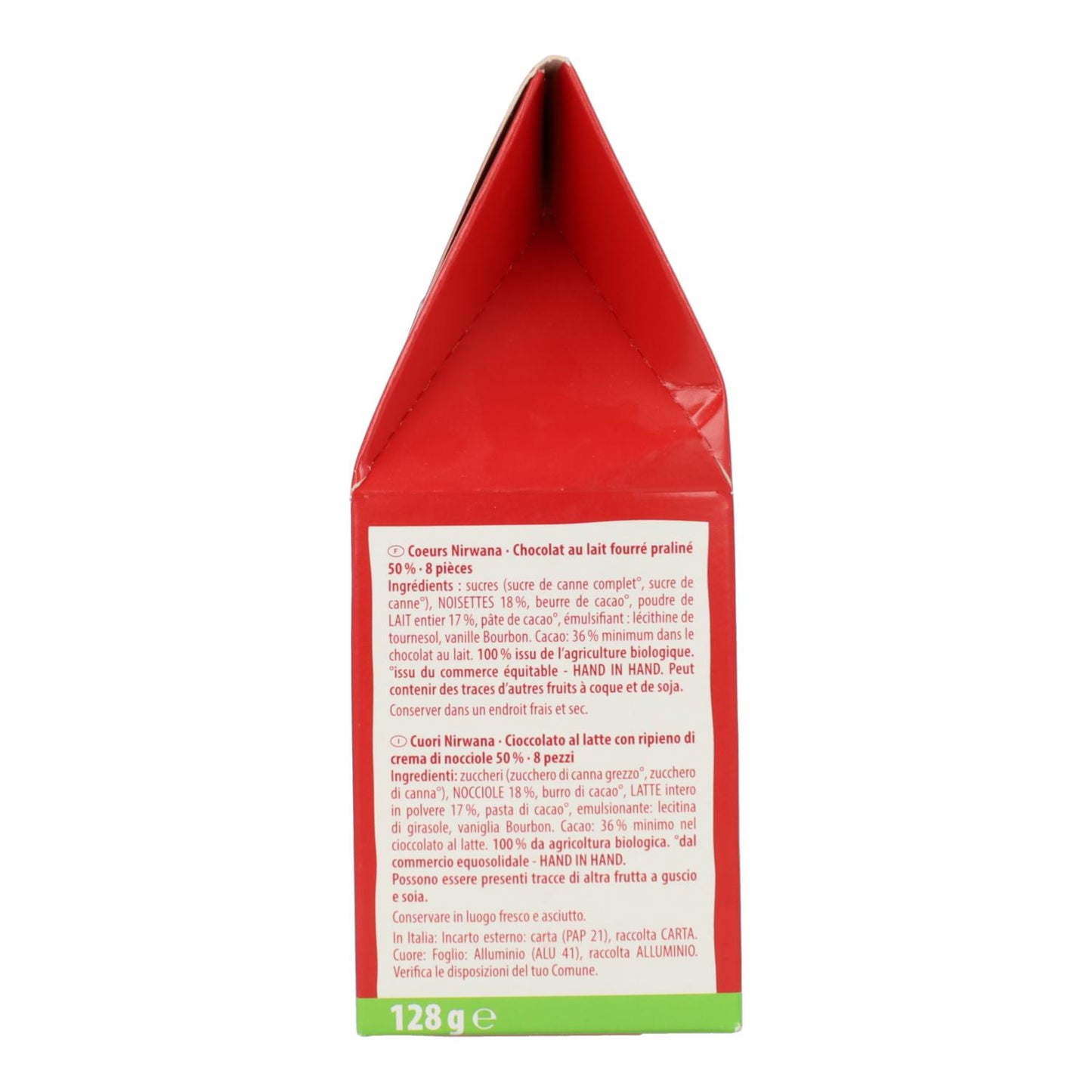 Corazones de Chocolate Nirvana BIO Rapunzel 8 uds de 16 gr