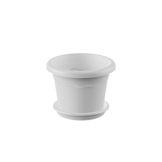 Pack maceta redonda con plato color blanco Terra 16 x 12 cm