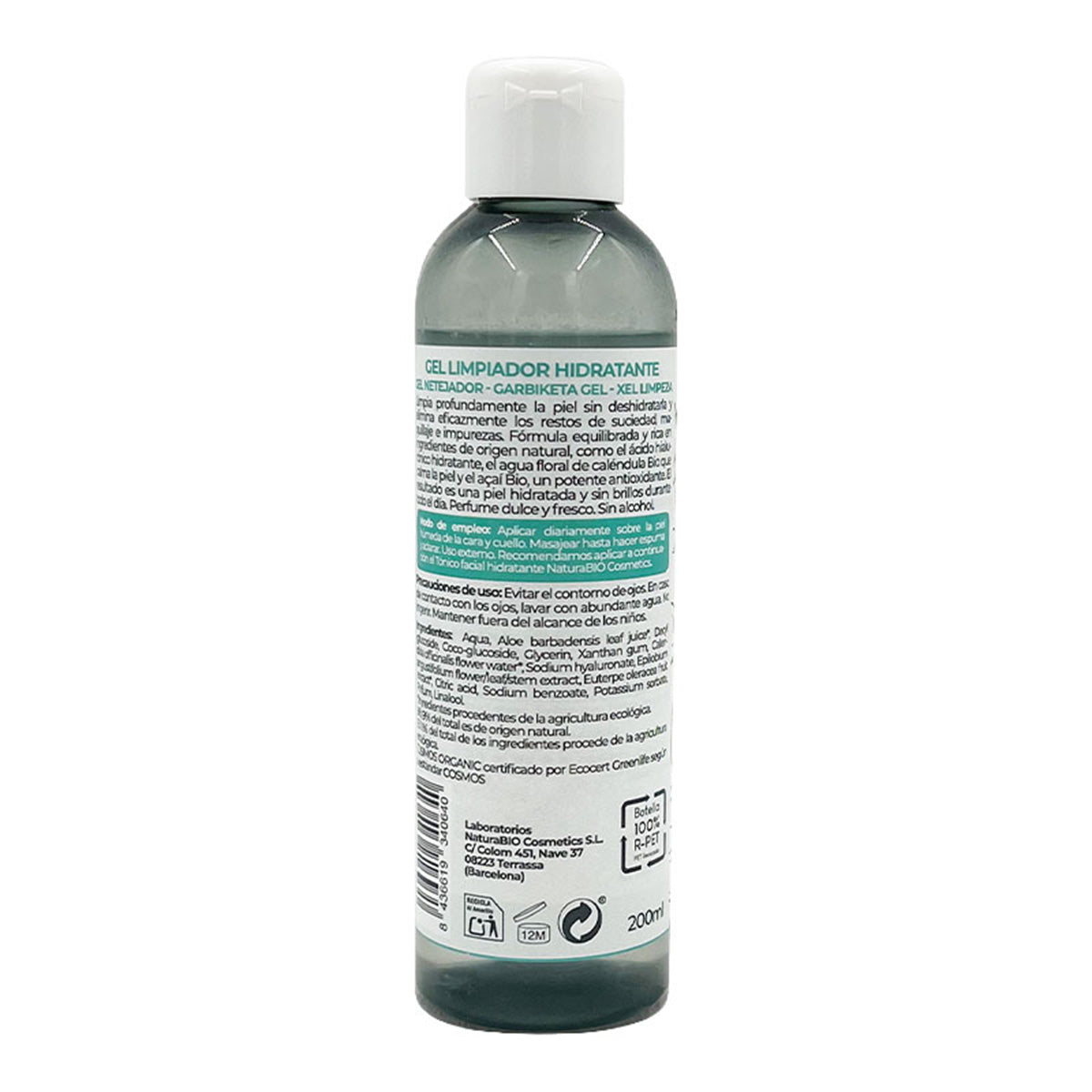 Gel limpiador Hidratente con Ácido Hialurónico y Caléndula BIO, NaturaBio Cosmetics, 200 ml