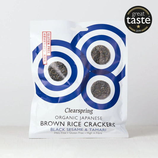 Crackers de Arroz Integral y Sésamo Negro Bio Clearspring 40 g