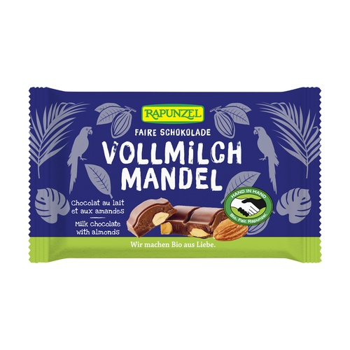 Snack de chocolate con leche y almendras Rapunzel 100g