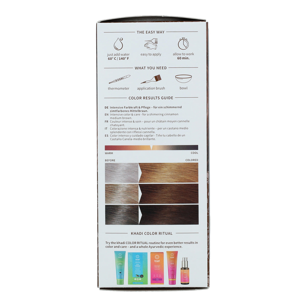 Tinte natural color castaño medio Khadi 100 g