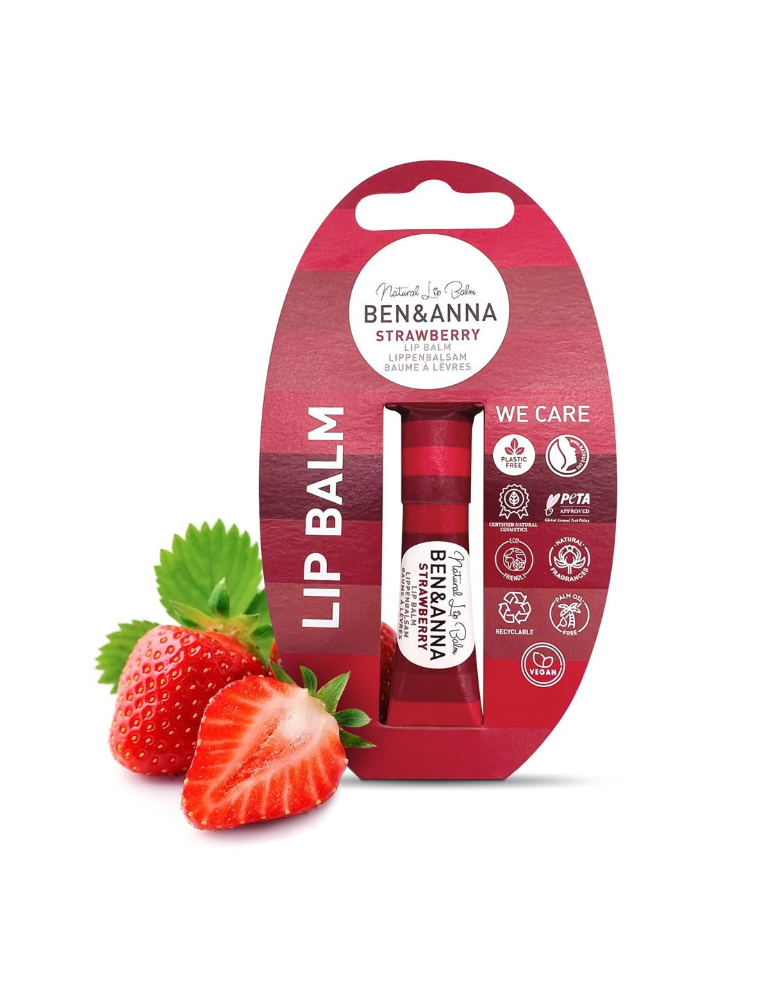 Bálsamo labial ecológico Strawberry (fresa) cero residuos Ben&Anna 6g