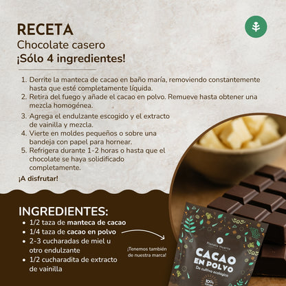 Manteca de cacao pura en trozos ECO Planeta Huerto 250 g