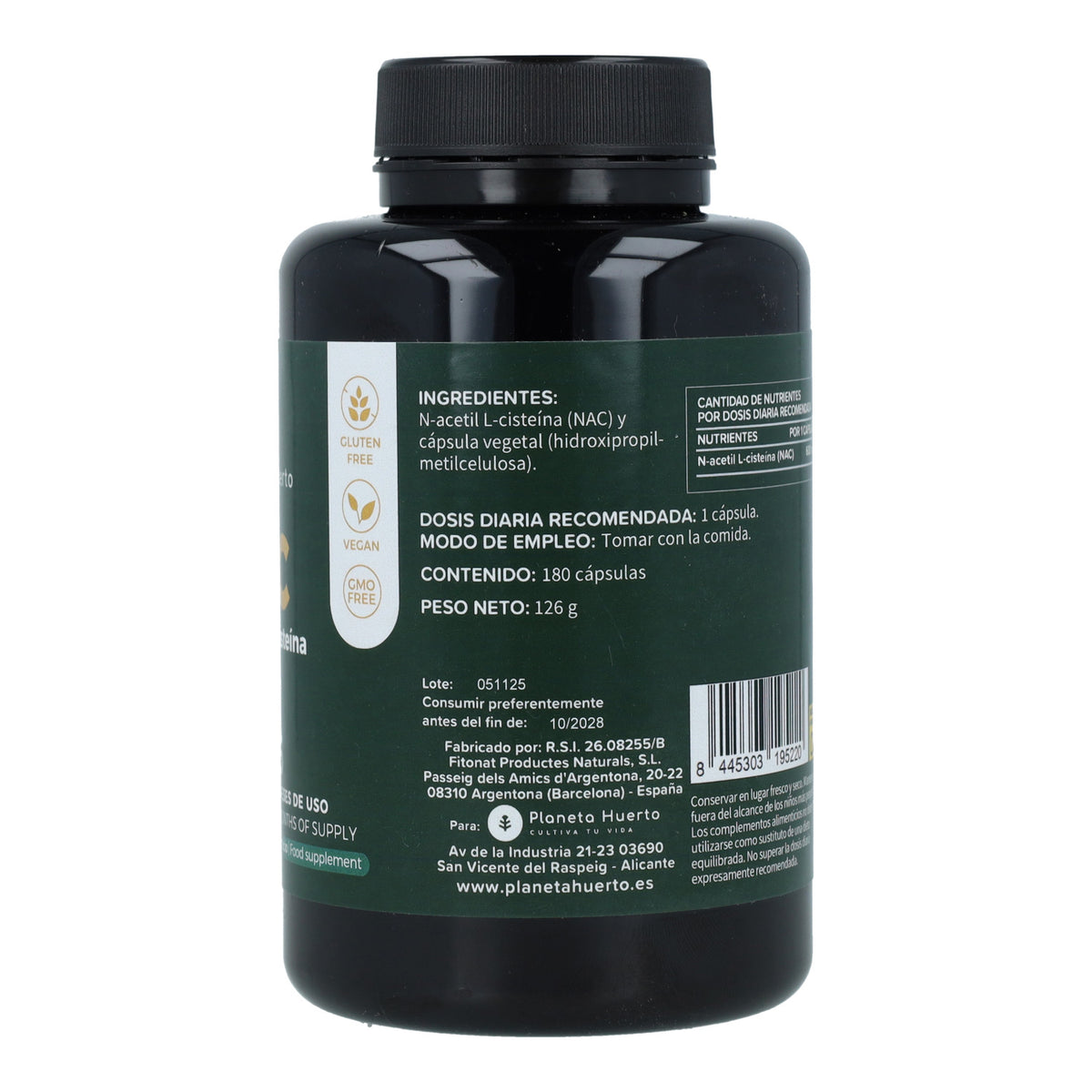 NAC 600mg Planeta Huerto 180 cápsulas
