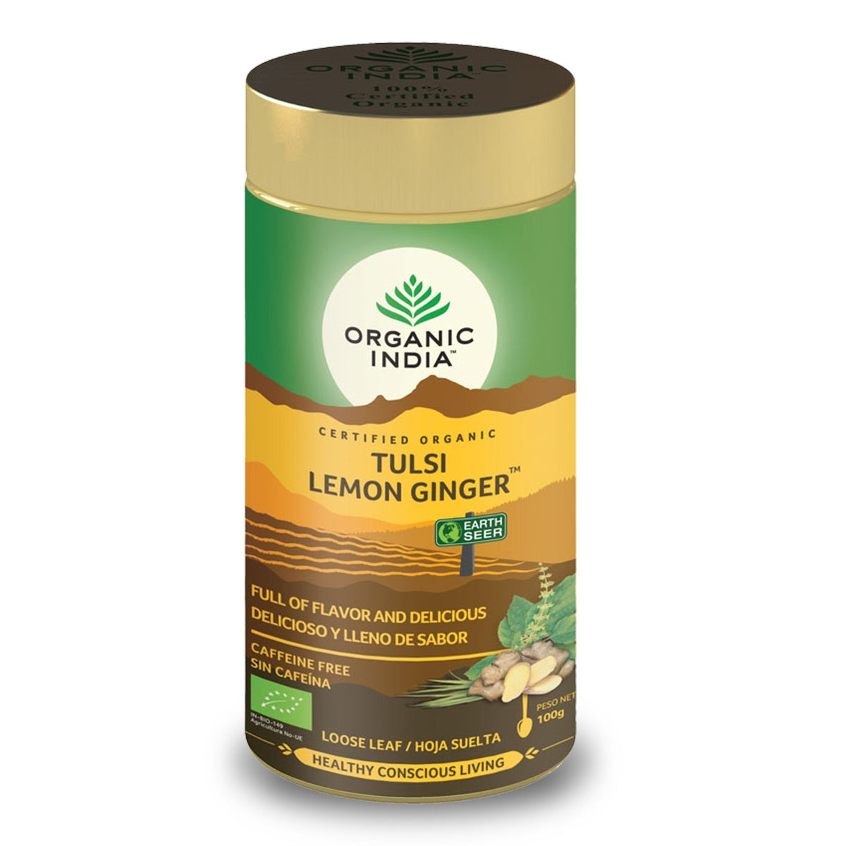 Tulsi Lemon Ginger Infusión Ayurvédica Organic India 100 g