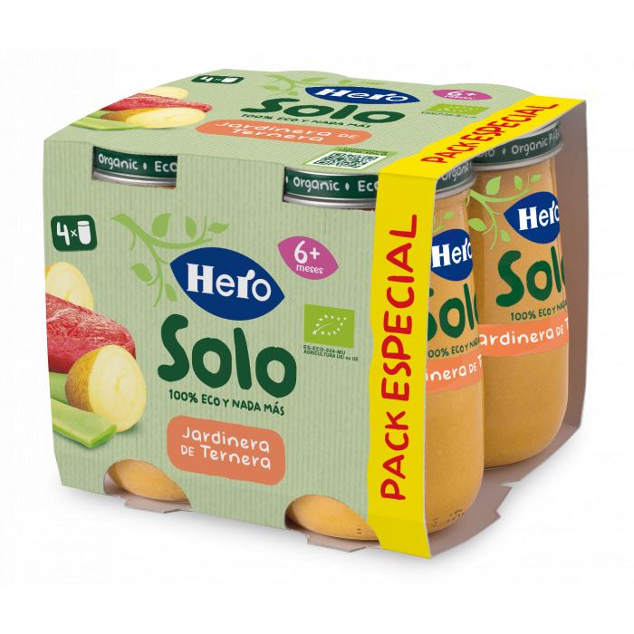 Tarrito de Jardinera de Ternera Eco 4 x 190 g -Hero Baby