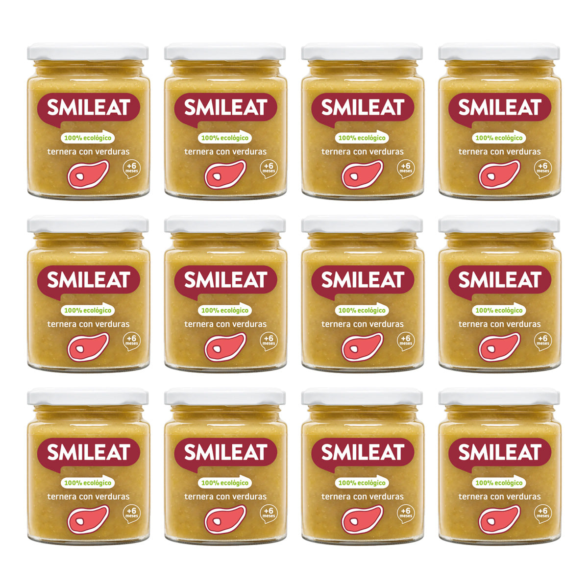 Pack 12x Tarrito BIO ternera y verduras +6 meses Smileat 230g
